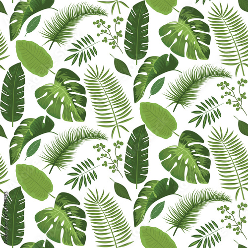 Seamless Tropical Leaves Pattern Design Stock Vector Adobe Stock Seamless Tropical Leaves Pattern Design Stock Vector Adobe Stock