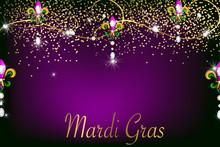 Mardi Gras Holiday Background  With Diamonds, Lights