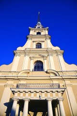 Peter and Pauls cathedral. Architecture of Saint-Petersburg, Russia. Color picture. Popular landmark. Winter photo