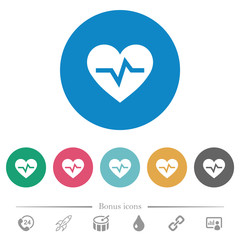 Sticker - Heartbeat flat round icons