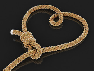 Poster - Heart shape from rope. Image with clipping path