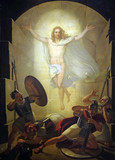 Fototapeta  - Altarpiece depicting Resurrection of Christ, work by Michele Ridolfi in Cathedral of St.Martin in Lucca, Italy