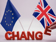 Schrift Brexit mit EU und UK Flagge mit weißem Hintergrund 
