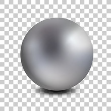 Chrome Matt Metal Ball Realistic Isolated. Spherical 3D Orb. Jewelry Gemstone. Vector Illustration.