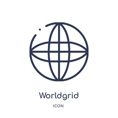 worldgrid icon from user interface outline collection. Thin line worldgrid icon isolated on white background.