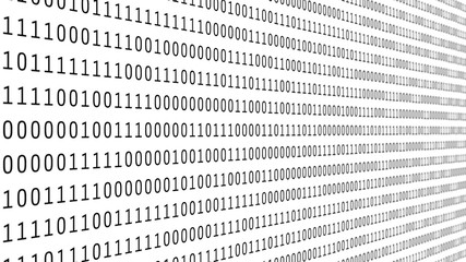 Fototapete - 01 or binary numbers on the computer screen on monitor matrix background, Digital data code in hacker or safety security technology concept. Abstract illustration
