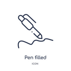 Sticker - pen filled writing tool icon from user interface outline collection. Thin line pen filled writing tool icon isolated on white background.