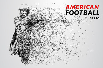 Wall Mural - American football from the particles on a dark background. American football of circles and dots.