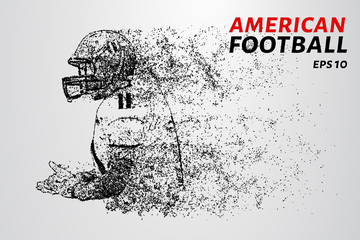 Wall Mural - American football. American football made up of particles. Glowing dots create the shape of a football player.