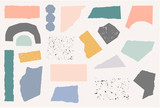 Fototapeta Młodzieżowe - Paper Cut Shapes and Textures Collage Set