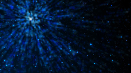 Poster - Virtual form of connecting particles in the blue space. Big data visualization. Science. Futuristic polygonal background. Business. 3D rendering.