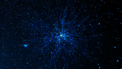 Poster - Virtual form of connecting particles in the blue space. Big data visualization. Science. Futuristic polygonal background. Business. 3D rendering.