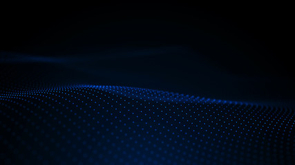 Poster - Image of the loose wave consisting of points. Abstract futuristic background. Blue design for background. Big data. 3D rendering.