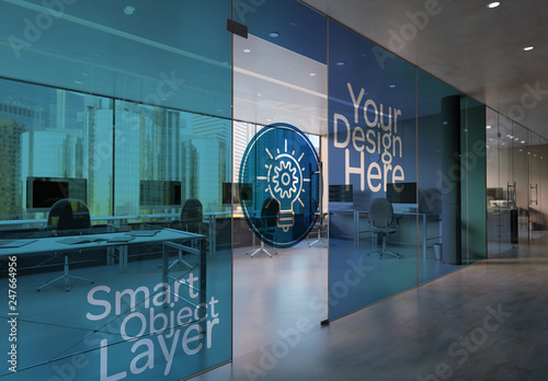 Download Office Glass Wall Mockup Stock Template | Adobe Stock