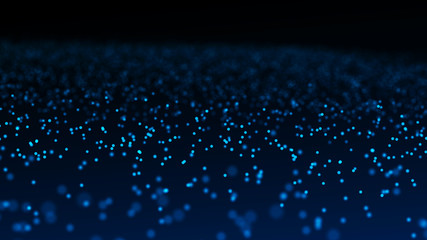 Poster - Image of the loose wave consisting of points. Abstract futuristic background. Blue design for background. Big data. 3D rendering.