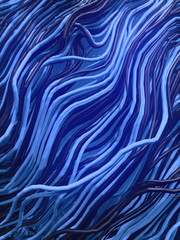 Poster - Curled wire futuristic pattern surrounded by mist. Abstract colored lines flow, psychedelic background. 3D rendering