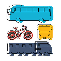 Canvas Print - public transport vehicles sketch