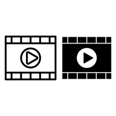 Poster - Video player line and glyph icon. Media player vector illustration isolated on white. Player window outline style design, designed for web and app. Eps 10.