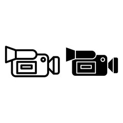 Poster - Moovie camera line and glyph icon. Portable video camera vector illustration isolated on white. Film camera outline style design, designed for web and app. Eps 10.