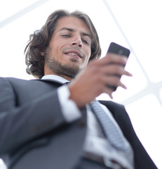 Sticker - businessman reading text message on smartphone