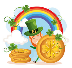 leprechaun with coins saint patrick character