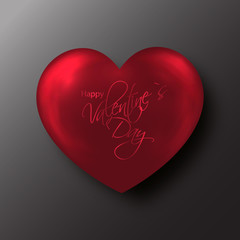 Red Valentine's day heart on black background