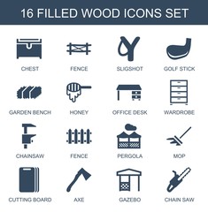Wall Mural - 16 wood icons