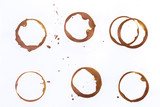 Fototapeta Mapy - set of tee or coffee cup rings isolated on a white background.