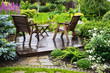 Garden furniture near the pond