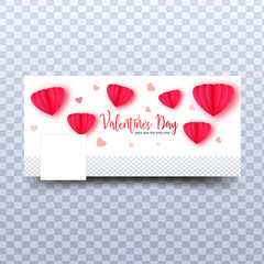 Sticker - Paper origami heart shapes with stylish lettering of Valentine's Day on transparent background.