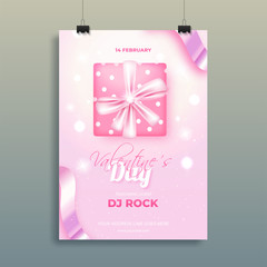 Wall Mural - top view of gift box on pink bokeh background for valentine's day celebration template and flyer des