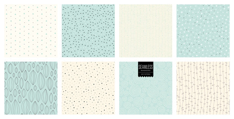 Set of abstract square backgrounds and sketch dots textures.