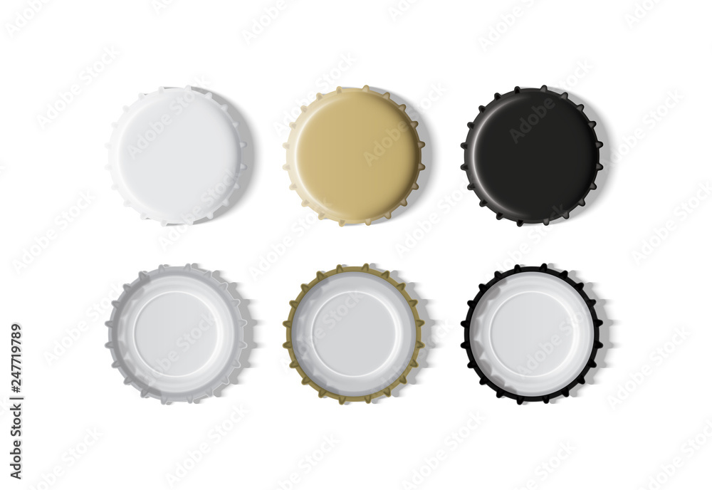 white, gold and black bottle cap  mock up vector - obrazy, fototapety, plakaty 