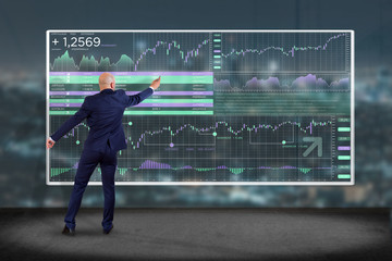 Poster - stock exchange trading data information displayed on a futuristic interface