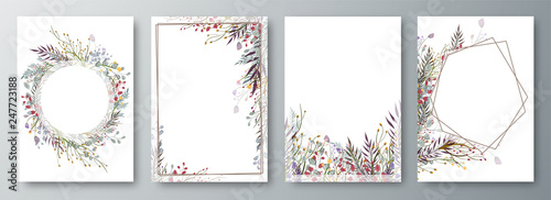 Fotografía Set of four invitation or greeting card design decorated with flowers