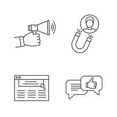 Customer retention and loyalty linear icons set