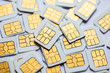 Many Micro SIM 3G for mobile over on white background.