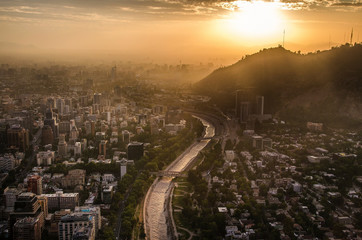 Fototapete - Santiago de Chile cityscape at sunset