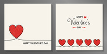 Valentine's Day Card Collection With Cute Hand Drawn Hearts. Vector