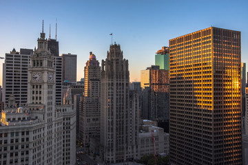 Wall Mural - Chicago skyline. Chicago downtown skyline at dusk.