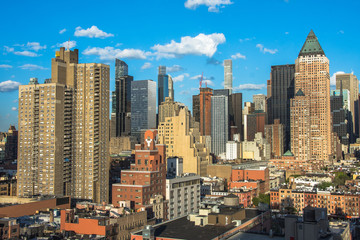 Fototapete - New York City. Wonderful panoramic aerial view of Manhattan Midtown Skyscrapers.