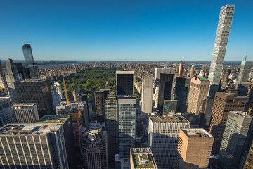 Wall Mural - New York City. Wonderful panoramic aerial view of Manhattan Midtown Skyscrapers.