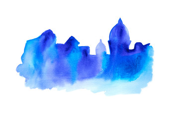 Canvas Print - Abstract watercolor painting europian city