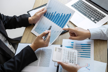 Wall Mural - professional business colleague team working and analyzing with new project of accounting finance, i