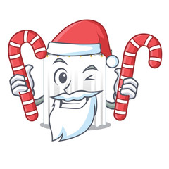 Sticker - Santa with candy shower curtains isolated with the cartoons