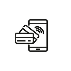 Wall Mural - Mobile banking line icon