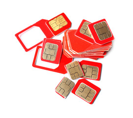 Wall Mural - Sim cards on white background