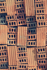 Canvas Print - brick block building material in construction site industry