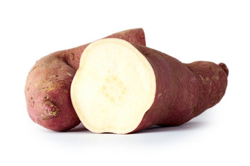 Organic white sweet potato isolated on white background