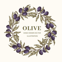 Wall Mural - Wreath with olive branches